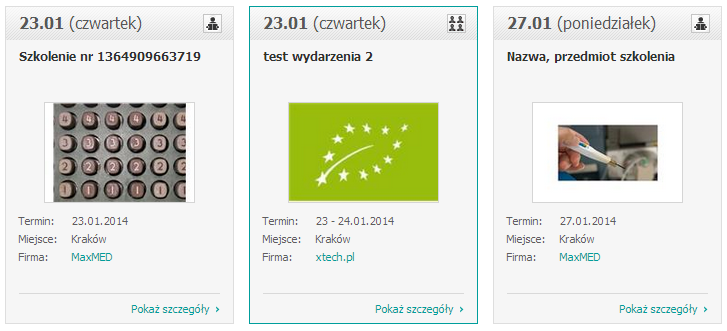 Szkolenia widoczne w kalendarium serwisu wyposazeniemedyczne.pl