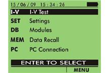 I-V 400 ekran z menu wyboru