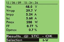 I-V400 ekran z wynikami pomiarów